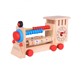 Образователна играчка , Дървен локомотив със сметало и часовник