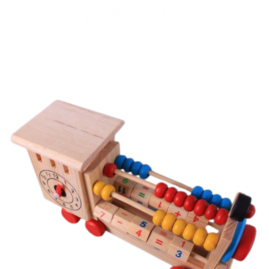 Образователна играчка , Дървен локомотив със сметало и часовник