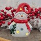 Светеща Коледна фигурка, Керамична, Дядо Коледа, Снежко