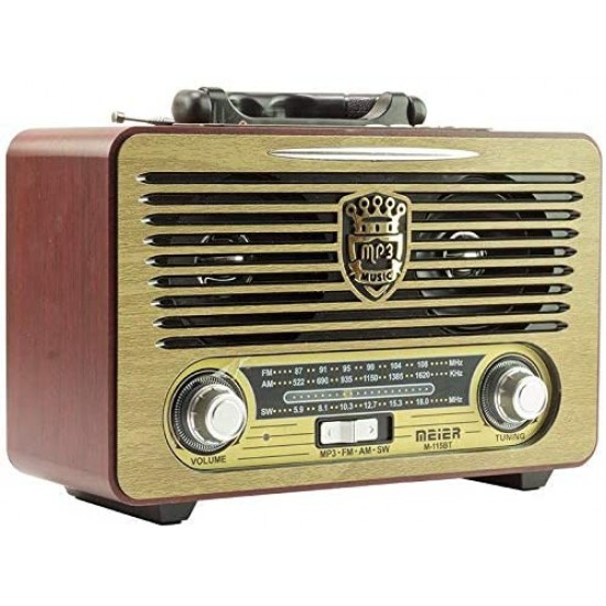 Радио MEIER M-115BT, Bluetooth, USB, SD, FM , Ретро дизайн Радио MEIER M-115BT, Bluetooth, USB, SD, FM , Ретро дизайн
