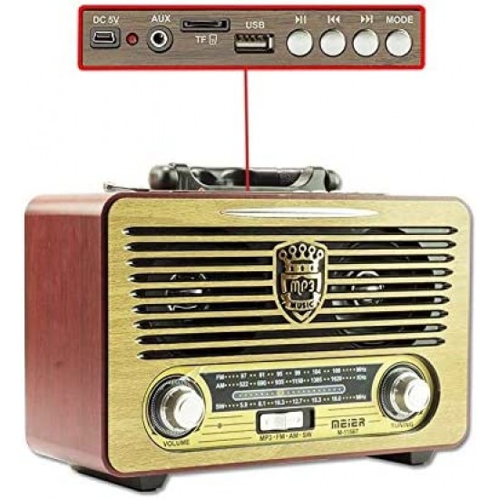 Радио MEIER M-115BT, Bluetooth, USB, SD, FM , Ретро дизайн Радио MEIER M-115BT, Bluetooth, USB, SD, FM , Ретро дизайн