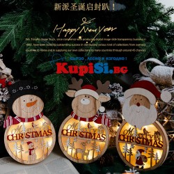 Комплект Коледни Дървени Фигурки, Дядо Коледа, Снежко, Елен