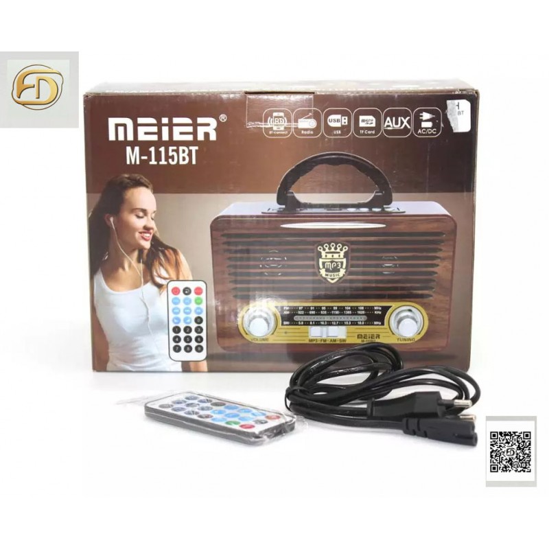 Радио MEIER M-115BT, Bluetooth, USB, SD, FM , Ретро дизайн