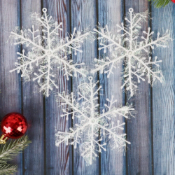 Висяща коледна украса снежинки за окачване 3 броя в комплект