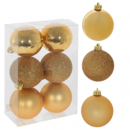 Коледни топки за украса златни 6 модела 