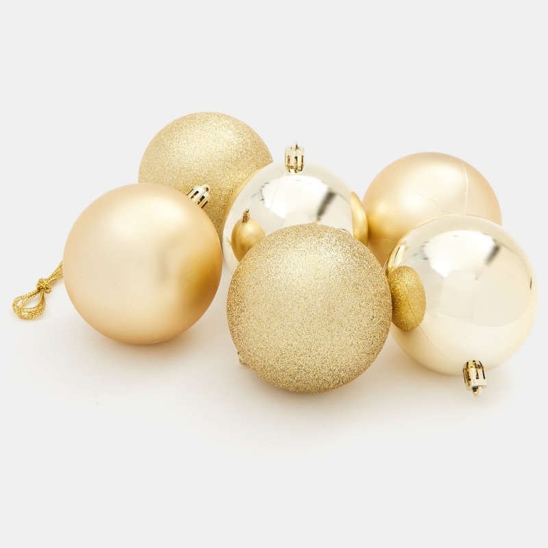 Коледни топки за украса златни 6 модела 