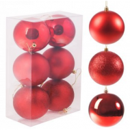 Коледни топки за украса червени 6 модела 
