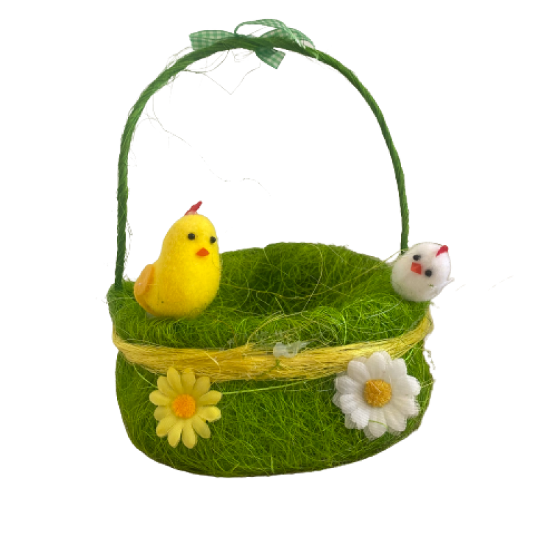 Зелена Великденска кошница с трева