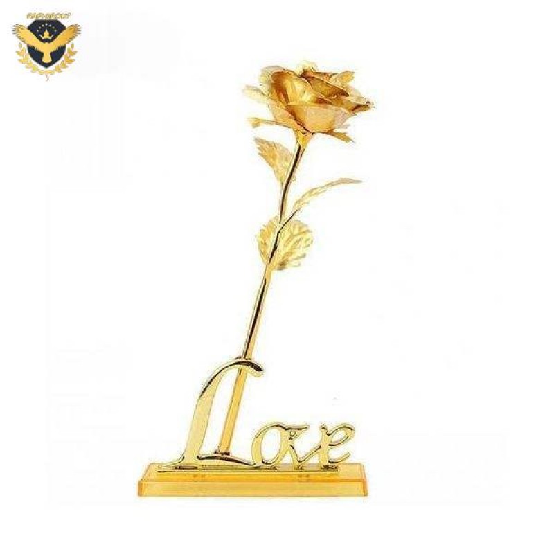 Изкуствена Златна роза с надпис Love