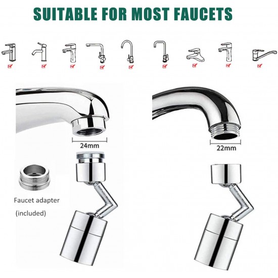 Накрайник за смесител, Въртящ се на 720°, Splash Filter Faucet Накрайник за смесител, Въртящ се на 720°, Splash Filter Faucet