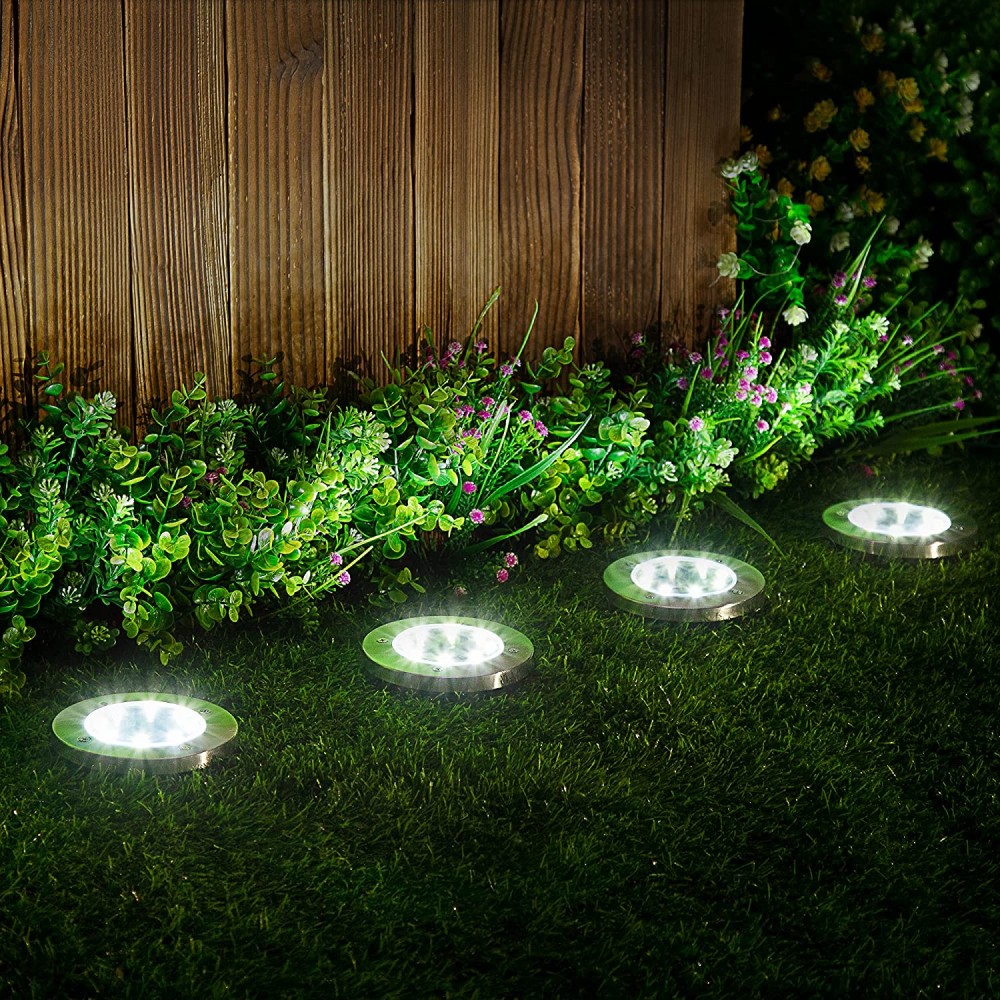 Градински соларни лампи, Комплект 4 броя, Disk Lights