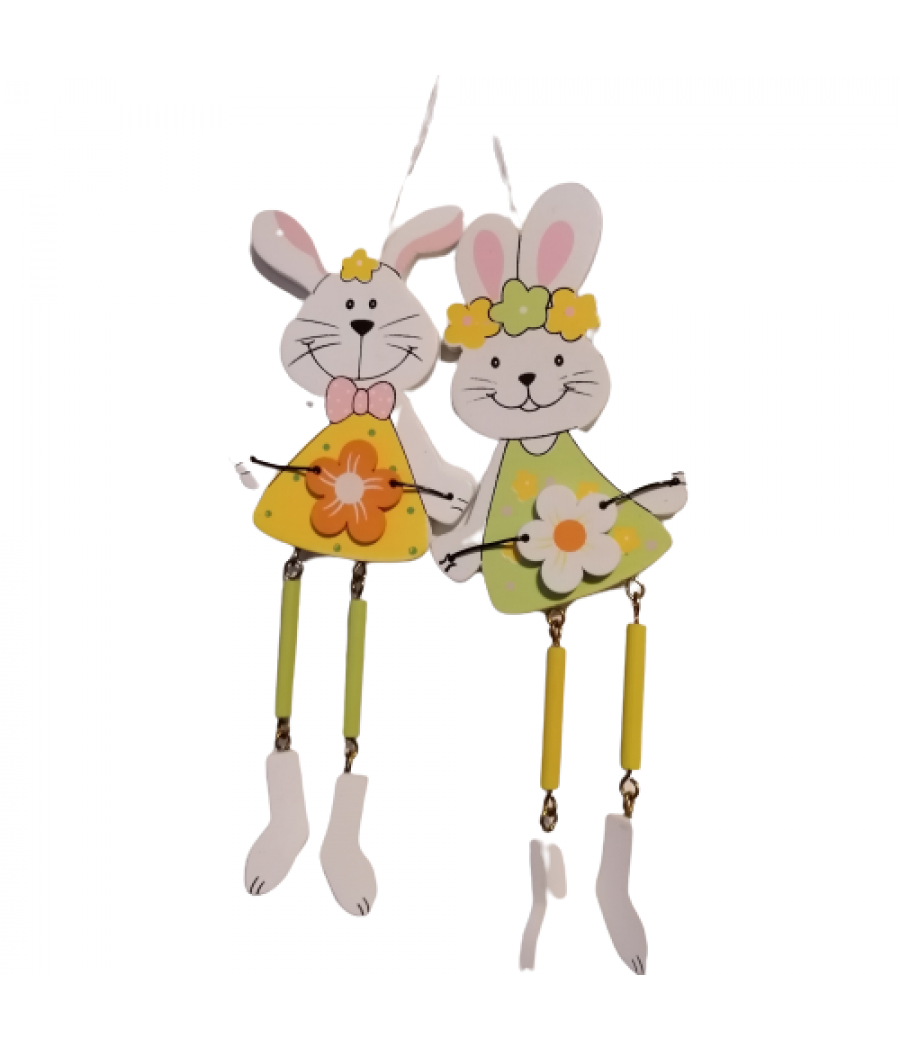Двойка дървени Великденски зайчета