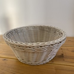 Кръгъл плетен панер - бежов