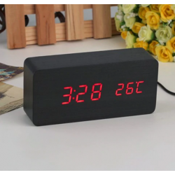 Дървен LED часовник, Черен