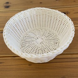 Кръгъл плетен панер - Бял