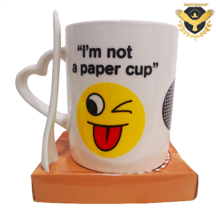Порцеланова чаша Емоджи  "I am not a paper cup"