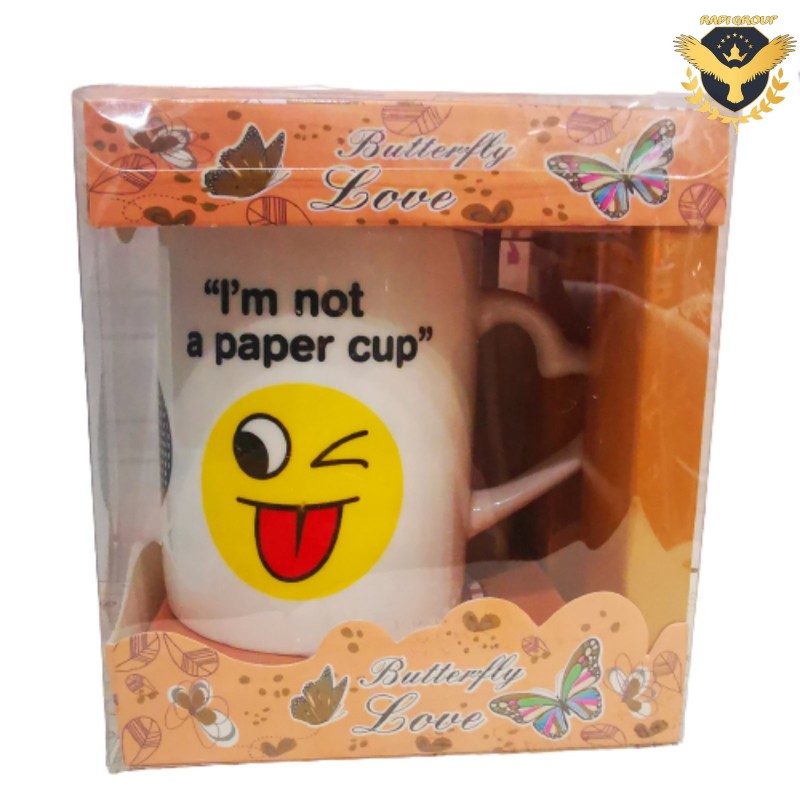 Порцеланова чаша Емоджи  "I am not a paper cup"