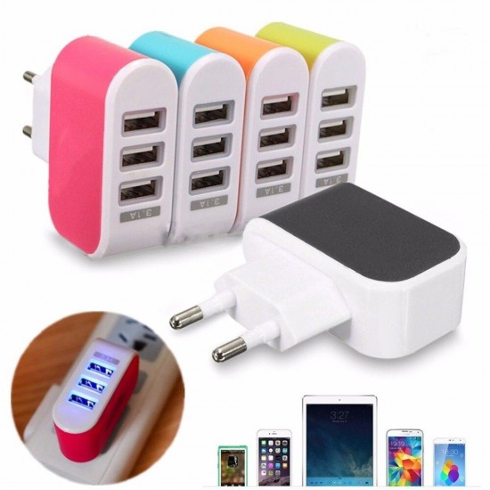 Адаптер за зареждане с 3 USB порта Адаптер за зареждане с 3 USB порта