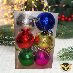 Малки Коледни топки 6 броя различни цветове