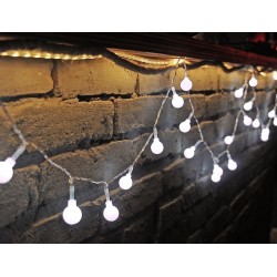 Коледни лампички бели топки