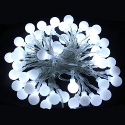 Коледни лампички бели топки