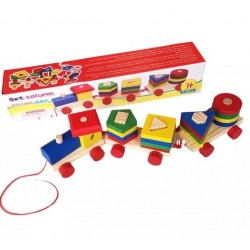 Дървено влакче с геометрични фигурки