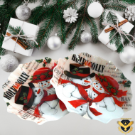 Къдраво стъклено плато със двойка Снежни човеци