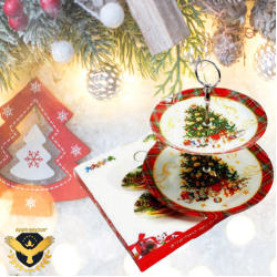 Стъклена коледна фруктиера с Елха