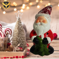 Керамична ,светеща,Коледна фигурка Дядо Коледа 