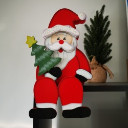 Седящ Дървен Дядо Коледа