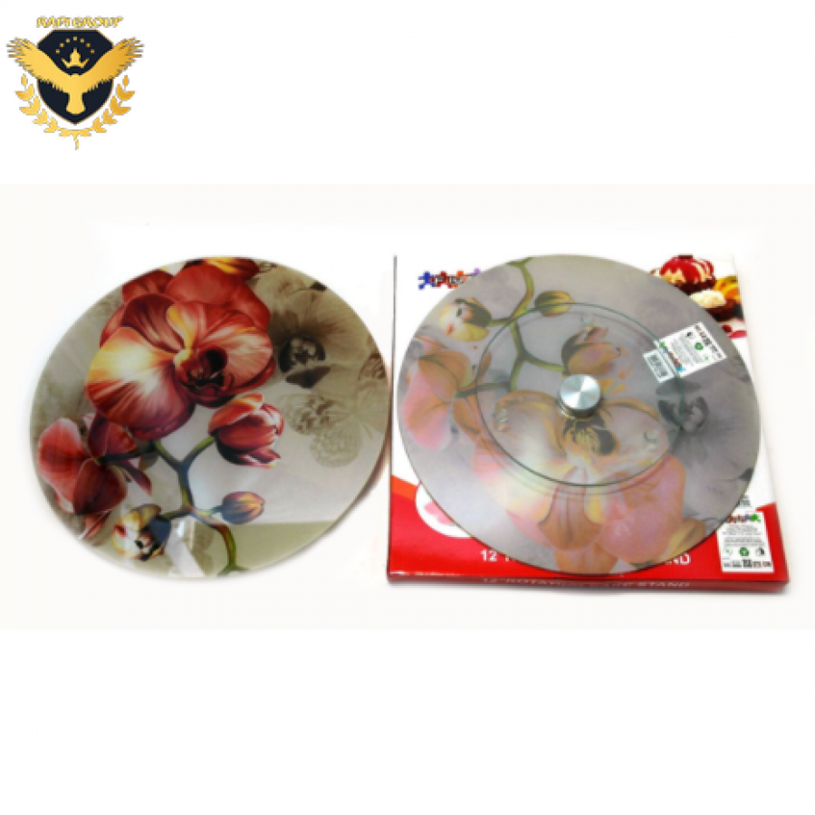Стъкелна въртяща поставка за торта - Орхидея