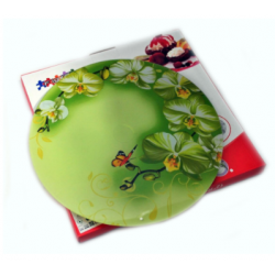 Стъкелна въртяща поставка за торта - Бяла Орхидея