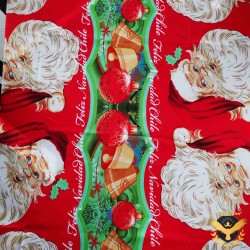 Червена Коледна покривка с Дядо Коледа 150х220 см.