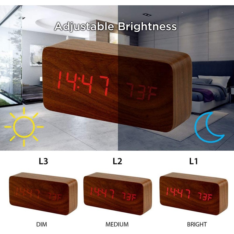Дървен LED часовник 