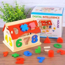 Дървена къща логика с цифри 