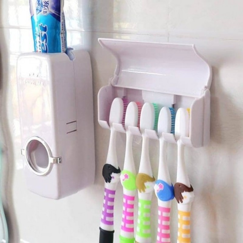 Автоматичен диспенсър за паста за зъби s поствка за четки