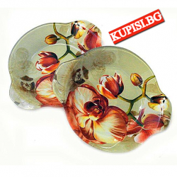 Стъклена купа с дръжки -  Орхидея