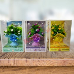 Мини Изкуствен букет във ваза - 3 цвята