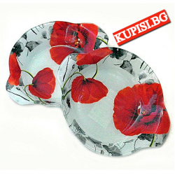 Стъклена купа с дръжки - Мак