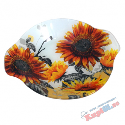 Стъклена купа с дръжки - Слънчоглед