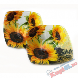 Квадратна стъклена купа - Слънчоглед