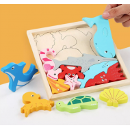 Детски дървен пъзел в кутия