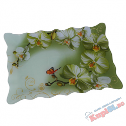 Стъклено плато  - Зелена орхидея