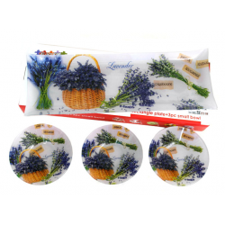 Стъклено плато "Лавандула" с 3 купички