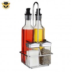 Стъклен оливерник на хромирана метална стойка