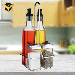 Стъклен оливерник на хромирана метална стойка