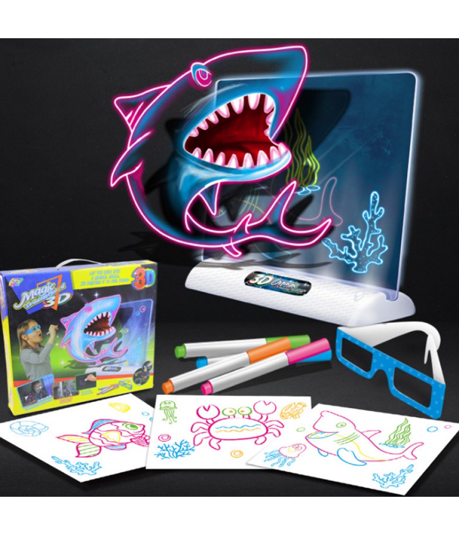 3D ДЪСКА ЗА РИСУВАНЕ С LED СВЕТЛИНА MAGIC DRAWING BOARD