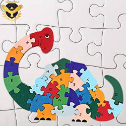 Дървен пъзел Динозавърче