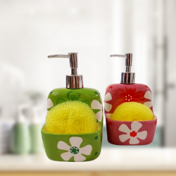 Дозатор за течен сапун с поставка за гъба