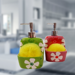 Дозатор за течен сапун с поставка за гъба